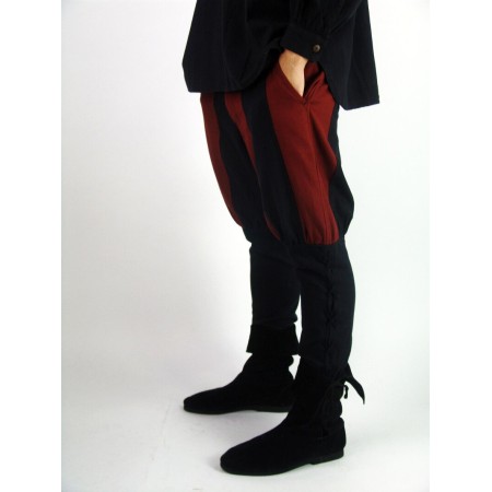 Wikingerhose mit Beinschnürung "Magnus" Schwarz/Rot XXL