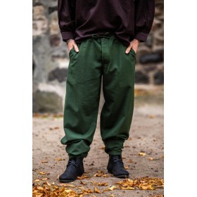 Weiche Mittelalter Hose "Linhart" mit Bundschnürung Grün XL