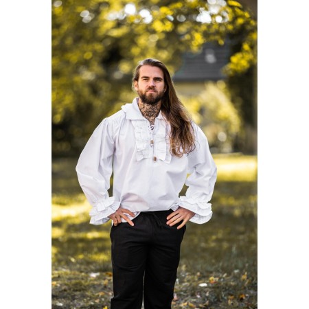 Rüschenhemd "Dracula" Weiß XXXL