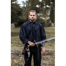 Piratenhemd mit Kragen "James" Schwarz S