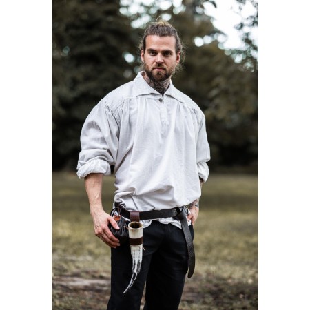 Piratenhemd mit Kragen "James" Weiß XL