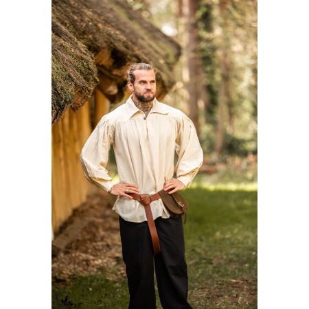 Piratenhemd mit Kragen "James" Natur M