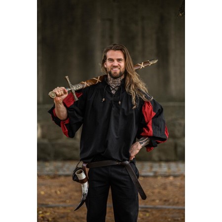 Landsknechthemd "Albert" Schwarz/Rot M
