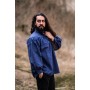 Typisches Mittelalter Stehkragen-Schnürhemd "Friedrich" Blau M
