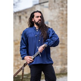 Mittelalter- Schnürhemd mit Ösen "Adrian" Blau XL