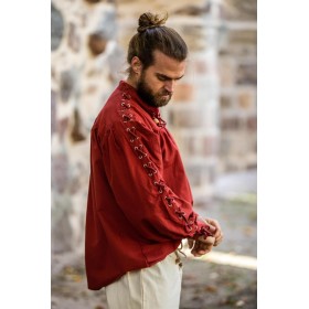 Mittelalter- Schnürhemd mit Ösen "Adrian" Rot XXL