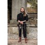 Meliertes Stehkragen-Schnürhemd "Georg" Schwarz XXXL