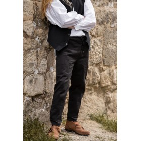 Edle Mittelalter Hose "Oskar" mit Ziernaht Schwarz L