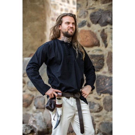 Weiches Bauernhemd "Felix" Schwarz XXXL