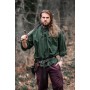 Meliertes Stehkragen-Schnürhemd "Georg" Grün XXXL
