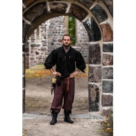 Piraten-Schnürhemd "Artur" mit Kragen Schwarz L