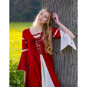 Kleid mit Trompetenärmeln "Larissa" Rot/Natur S
