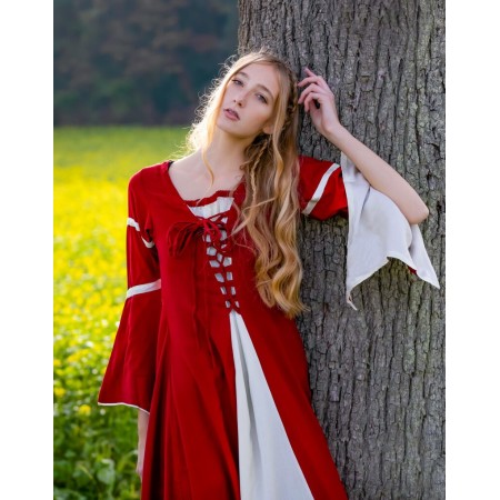 Kleid mit Trompetenärmeln "Larissa" Rot/Natur XXL