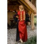 Viskosekleid mit Trompetenärmeln "Berblin" Schwarz/Rot XXL