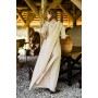 Bodenlanges Kurzarmkleid "Melisande" Hanffarben L