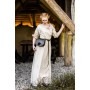 Bodenlanges Kurzarmkleid "Melisande" Hanffarben L