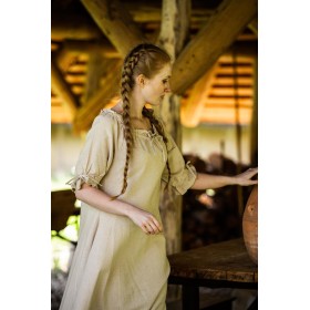 Bodenlanges Kurzarmkleid "Melisande" Hanffarben XS