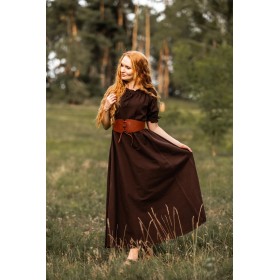 Bodenlanges Kurzarmkleid "Melisande" Braun L