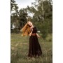 Bodenlanges Kurzarmkleid "Melisande" Braun L