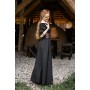 Bodenlanges Kurzarmkleid "Melisande" Schwarz XL