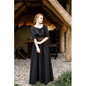 Bodenlanges Kurzarmkleid "Melisande" Schwarz L
