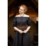 Bodenlanges Kurzarmkleid "Melisande" Schwarz M