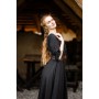 Bodenlanges Kurzarmkleid "Melisande" Schwarz M