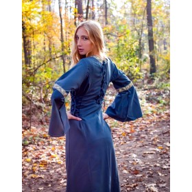 Mittelalterkleid mit Bordüre "Sophie" Blau M