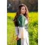 Mittelalterkleid mit Bordüre "Sophie" Grün/Natur XXL