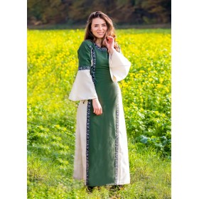 Mittelalterkleid mit Bordüre "Sophie" Grün/Natur XL