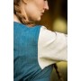 Mittelalter Baumwollkleid "Ilse" Taubenblau/Natur XXXL