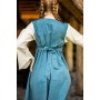 Mittelalter Baumwollkleid "Ilse" Taubenblau/Natur XXL