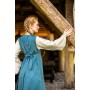 Mittelalter Baumwollkleid "Ilse" Taubenblau/Natur XXL