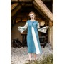 Mittelalter Baumwollkleid "Ilse" Taubenblau/Natur S