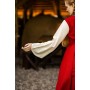 Mittelalter Baumwollkleid "Ilse" Rot/Natur L
