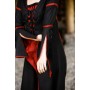 Viskosekleid mit Trompetenärmeln "Berblin" Schwarz/Rot XS