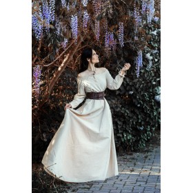 Bodenlanges Langarmkleid "Mechthild" Hanffarben M