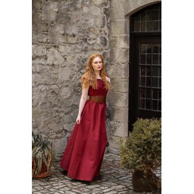 Bodenlanges Kleid mit Schulterrüsche "Clara" Rot L/XL