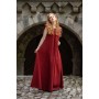 Bodenlanges Kleid mit Schulterrüsche "Clara" Rot S/M