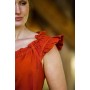 Bodenlanges Kleid mit Schulterrüsche "Clara" Rost XXXL