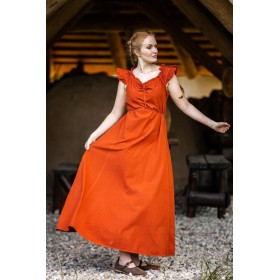 Bodenlanges Kleid mit Schulterrüsche "Clara" Rost XXL