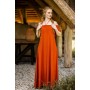 Bodenlanges Kleid mit Schulterrüsche "Clara" Rost XXL