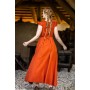 Bodenlanges Kleid mit Schulterrüsche "Clara" Rost L/XL