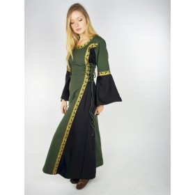 Mittelalterkleid mit Bordüre "Sophie" Grün/Schwarz L