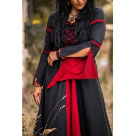 Kleid mit Trompetenärmeln "Larissa" Schwarz/Rot M