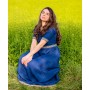 Edles Kurzarmkleid mit Bordüre "Ennlin" Blau XS