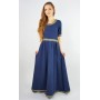 Edles Kurzarmkleid mit Bordüre "Ennlin" Blau S