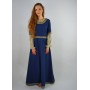 Edles Kurzarmkleid mit Bordüre "Ennlin" Blau S