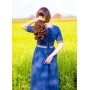 Edles Kurzarmkleid mit Bordüre "Ennlin" Blau XXL