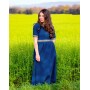 Edles Kurzarmkleid mit Bordüre "Ennlin" Blau XXXL